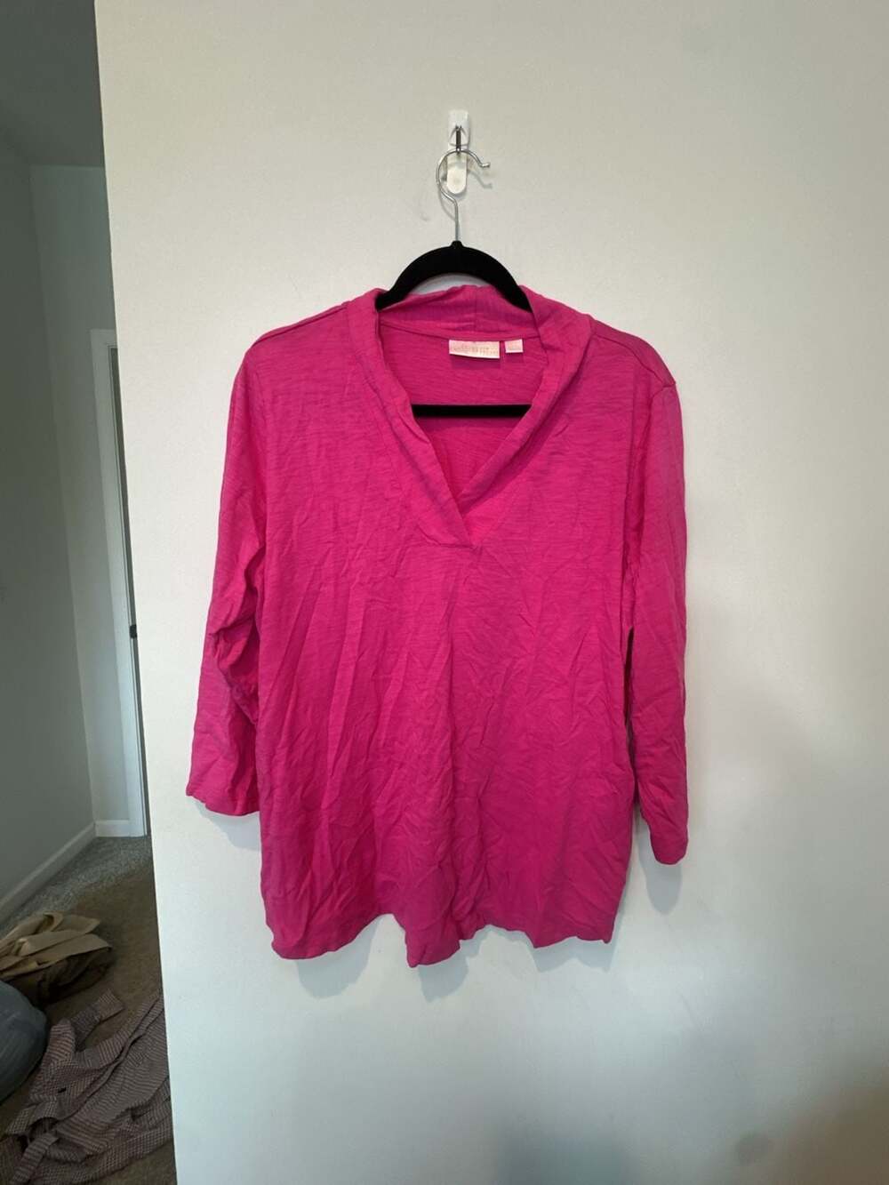 Belle by Kim Gravel Pink V-Neck Long Sleeve Casual Top Size XL